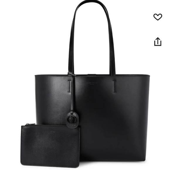 Kurt Geiger Black Leather Tote with Matching Zip Pouch - Picture 1 of 12